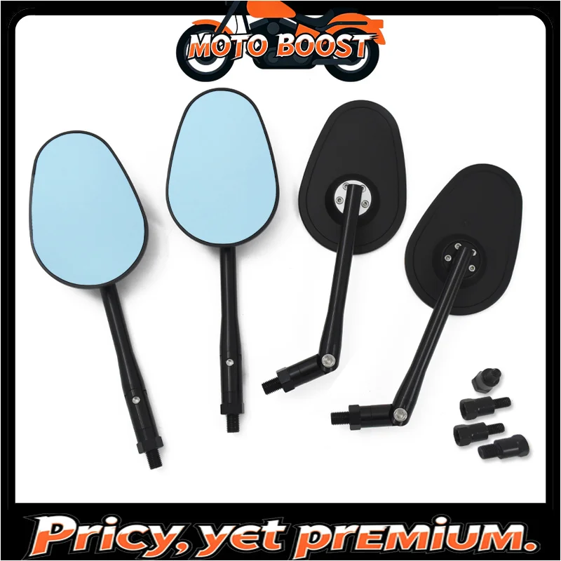 【Premium quality】General Used CNC Aluminum Alloy Adjustable Rear View Blue Mirror Modified For Crown Prince Motorcycle