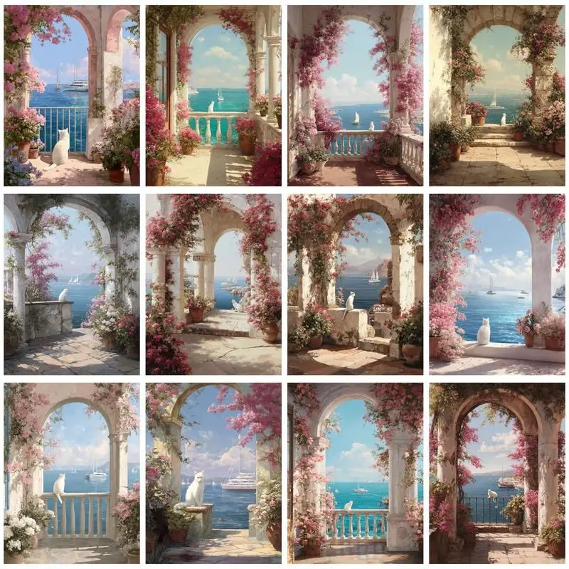 

CHENISTORY Painting By Numbers Beautiful sea view Drawing On Canvas HandPainted Gift Picture By Number Kits Home Decor