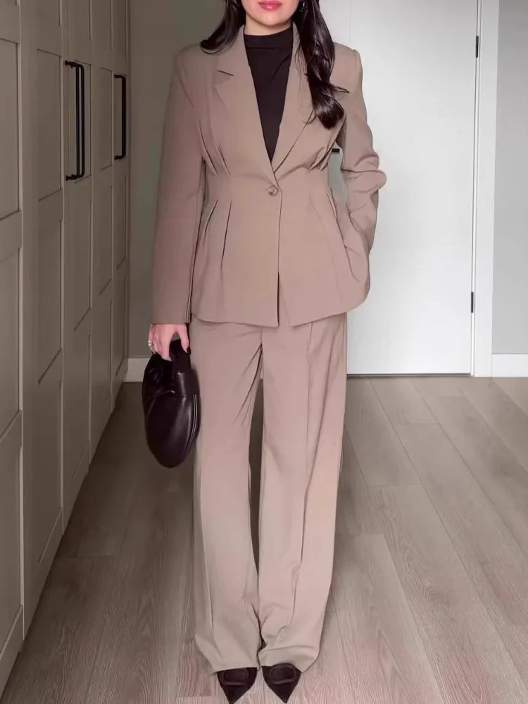 

Spring summer 2026 new commuter style elegant temperament long sleeves comfortable trousers suit women business sexy morden