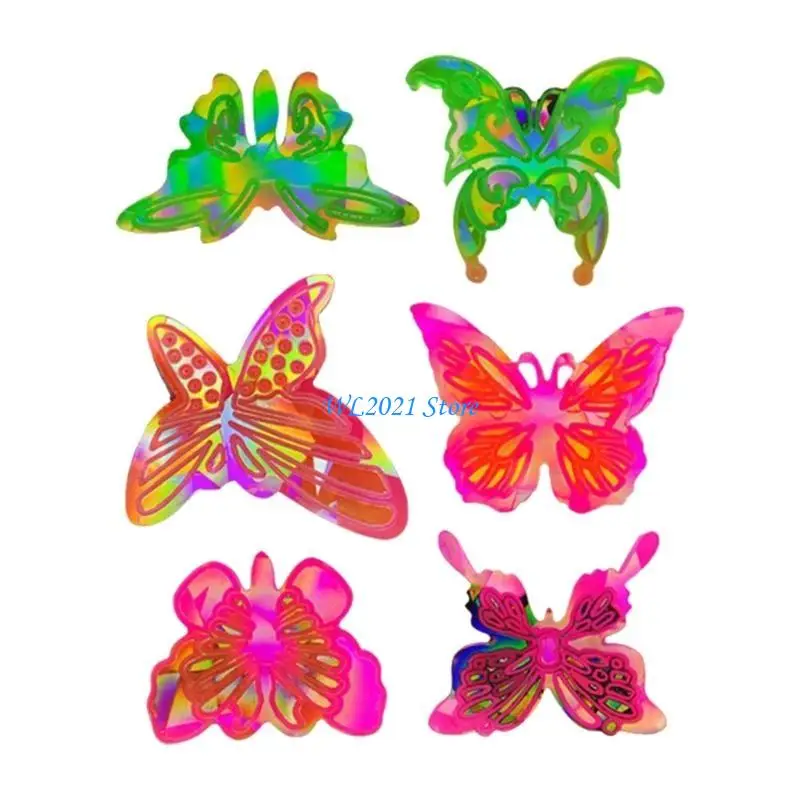 

G5GC DIY Light Hair Clips Casting Moulds Hair Pin Mold Silicone Resin Epoxy Barrette Mould Butterfly Hairpin Mold