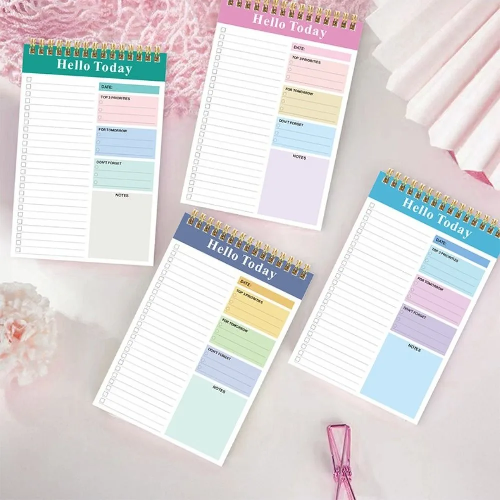 Autodisciplina tamanho a5 caderno espiral à prova d'água bloco de notas sem data 52 folhas estilo simplificado livro de bobina material escolar