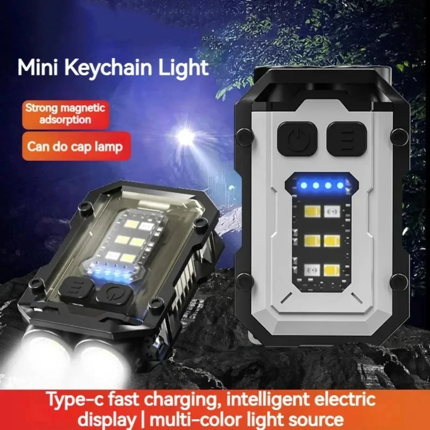 High Bright Portable Mini Keychain Flashlight with Dual Light Source, Perfect for Outdoor Camping, Fishing, Multi-Tool Torch Lam