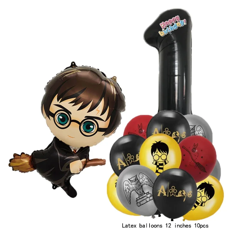 12-teiliges Set Folienballons Nummer 0-9 Zauberer-Cartoon Globos Magisches Harry-Potter-Thema Geburtstagsparty Aluminiumfolie Deko-Zubehör – Detail 2