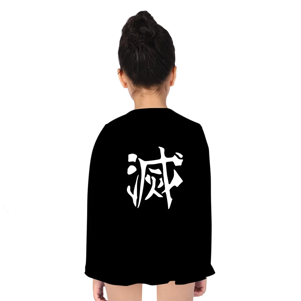 Demon Slayer Meisjes Zomer Jurk Anime Gezonde Doek Lange Mouwen Trui Rok Meisjes Hoodie Kinderen Cosplay Kostuum