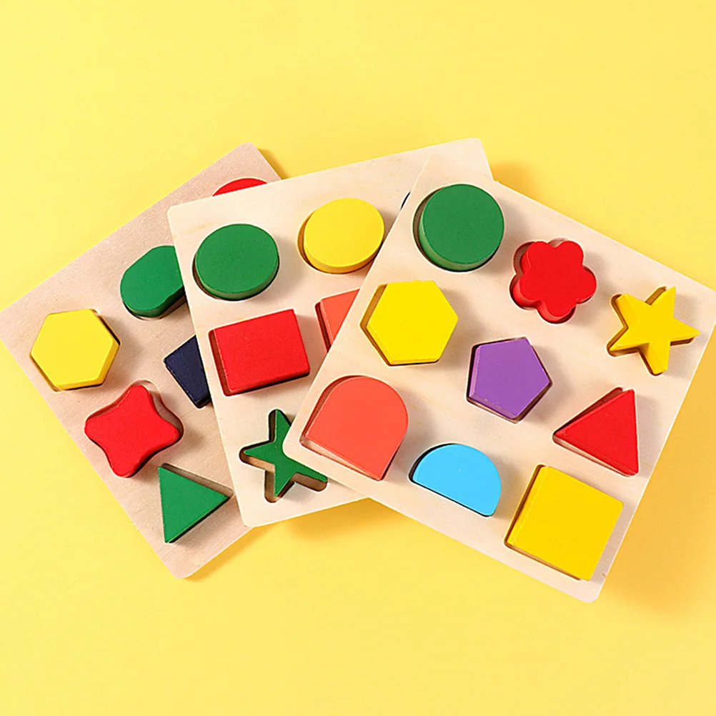 3pcs Wooden Shape Sorter Puzzle Toddler Matching Educational Shape Block For Kids Early Learning Development Preschool Activity