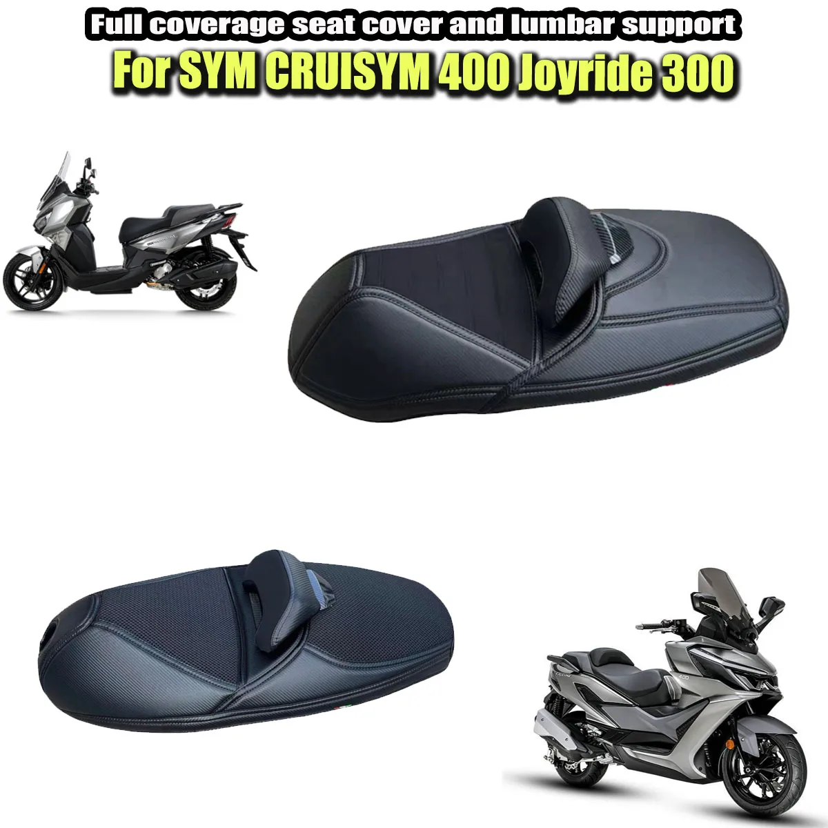 

Fit For SYM CRUISYM400 Joyride300 2024 summer breathable mesh seat cover PU seat cover carbon imitation seat cover fully covered