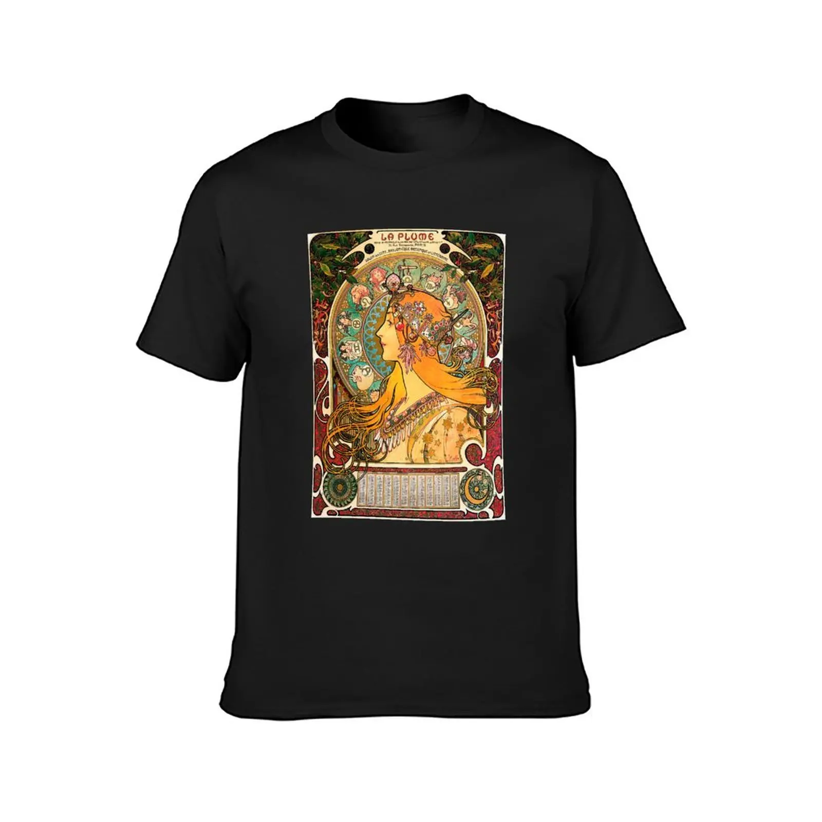 HD. Zodiac (Second version), by Alphonse Mucha (1896) HIGH DEFINITION T-Shirt customs animal prinfor boys mens funny t shirts