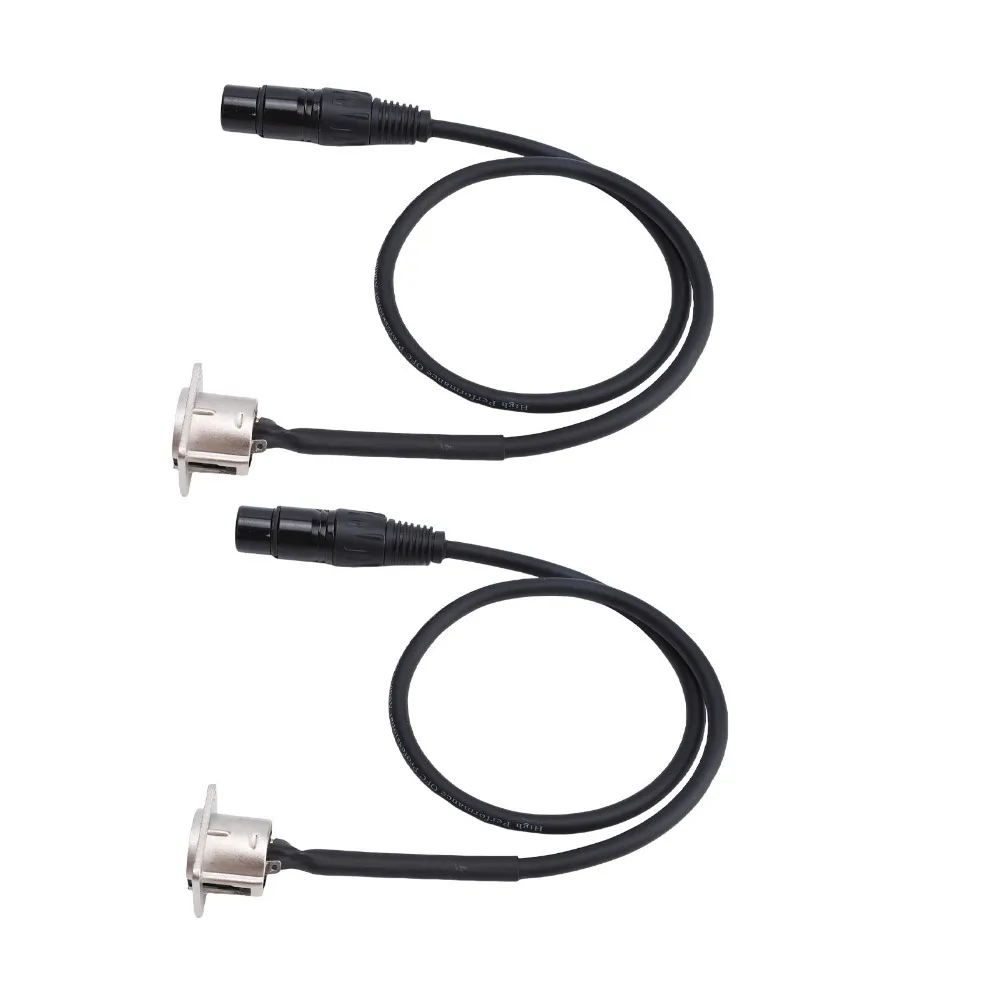2PCS Professional 3 Pin XLR Pass Through Cables D Type 2FT Male Panel Mount to Female Connector XLR Cable Audio Installation