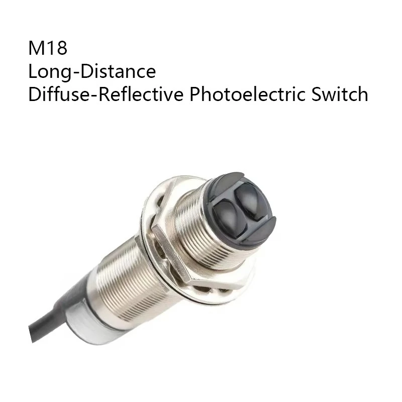 Diffuse Reflection Photoelectric Switch NPN/PNP 24V Long-distance Sensing Distance Sensor, Guide Rail Installation -20C~ + 60C