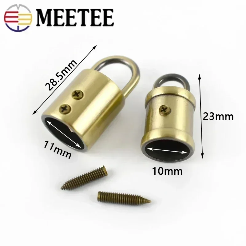 Meetee 5/10Pcs 11mm Bag Metal Buckle Handbag Strap Tassel Fringe Cap Clasp Hanger Cords Lock Stopper DIY Hardware Accessories