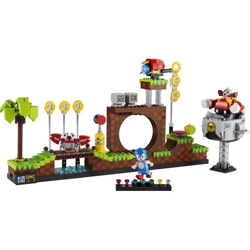 Hot Building Blocks For Ideas cooperate with 21331 Sonixes the Hedgehogs Green Hill Skyline Model Accessories DIY Toys