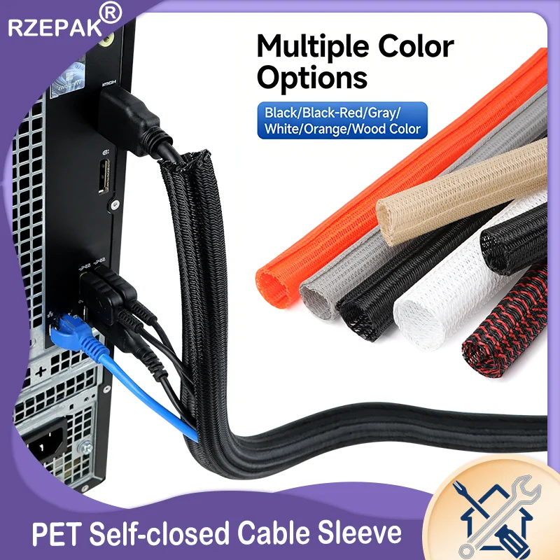 

1-5m PET Braided Cable Sleeve 3-50mm | Self-Closed High Protection Insulated Wire Organizer