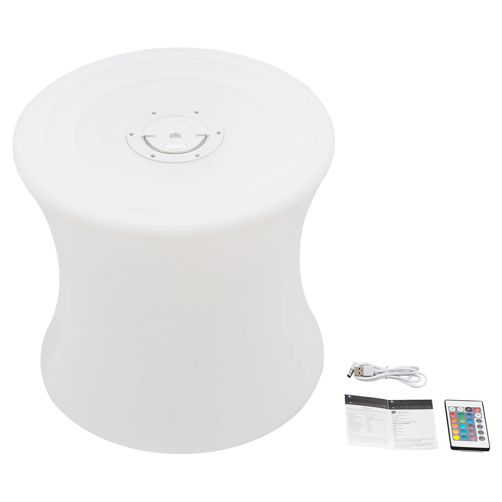 Taburete con forma de tambor RGB con luz LED, con Control remoto, IP54, resistente al agua, atmósfera RGB, taburete ligero de 40x40cm