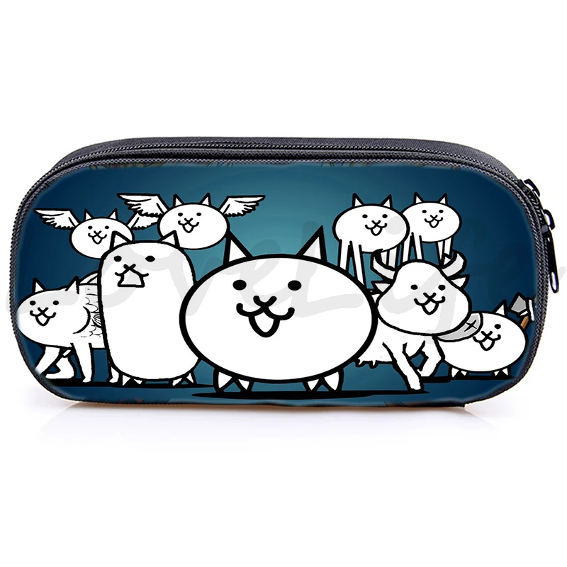 The Battle Cats Pencil Case Kids Cartoon Game Print Pencil Box Children Pen Bag Students Boys Girls Storage Bags Cosmetic Cases