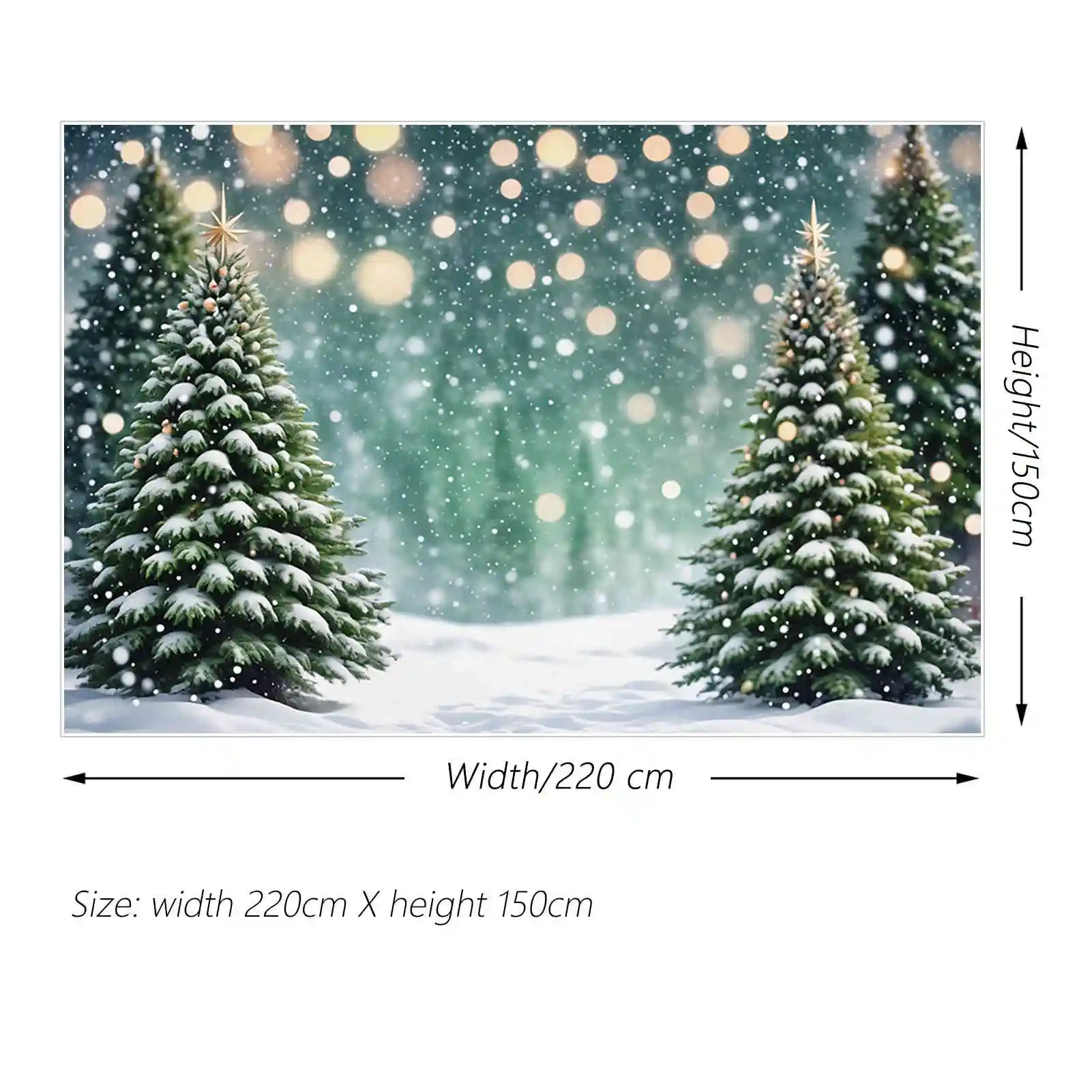 MOON.QG Snow Winter Green Backdrops Christmas Children Outdoor Pine Trees Field Backgrounds Custom Party Decor Photo Shoot Props