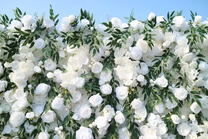 Mixed Flower Series White Rose Green Willow Leaf Deluxe Edition 5D Floral Wall Wedding Backdrop Event Party Decoration Props