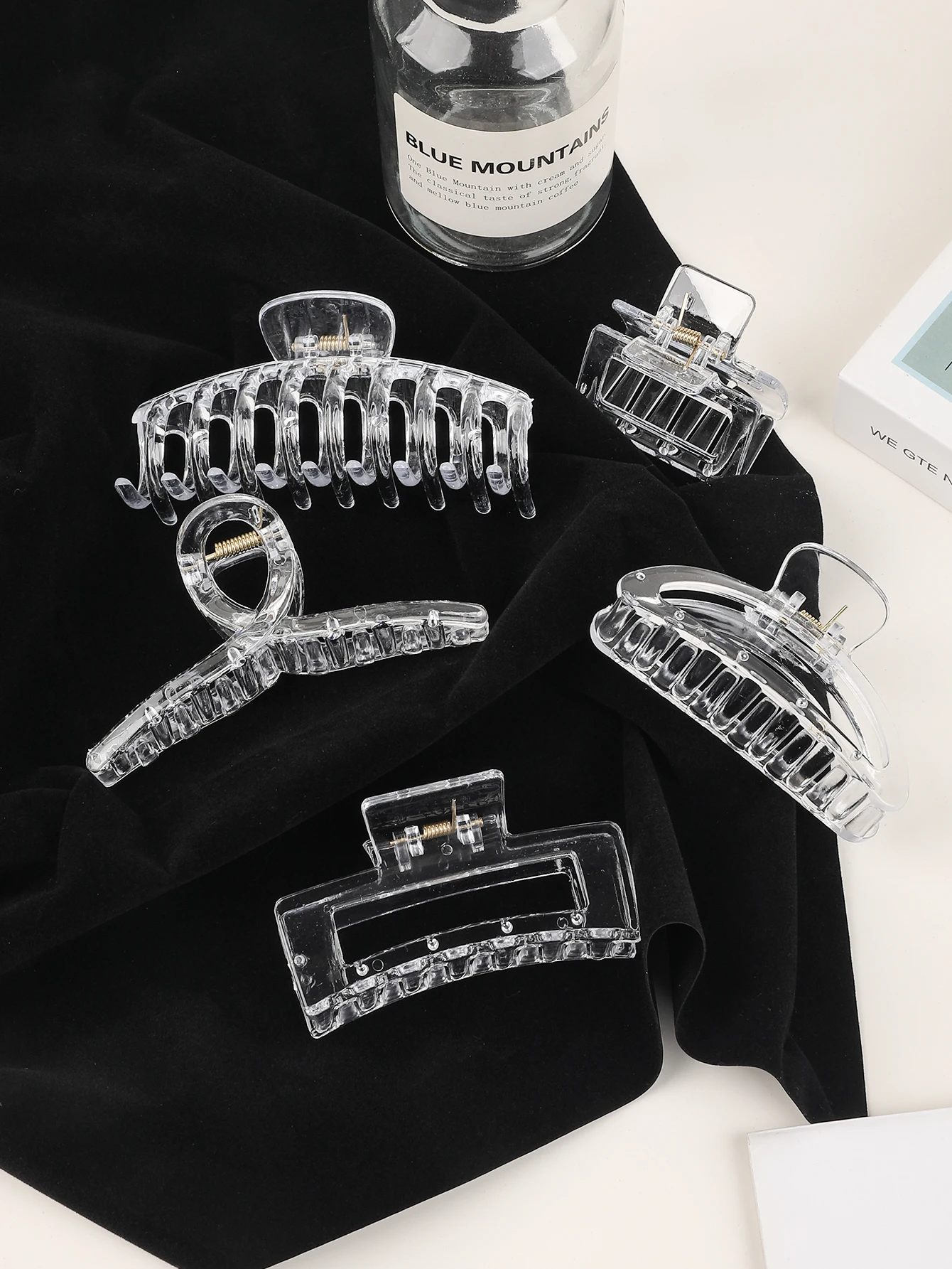 

5Pcs Clear White Colors And Shapes Big Hair Claw Clips for Women Girls Thin Thick Curly Hair, Strong Hold Jaw Clips.