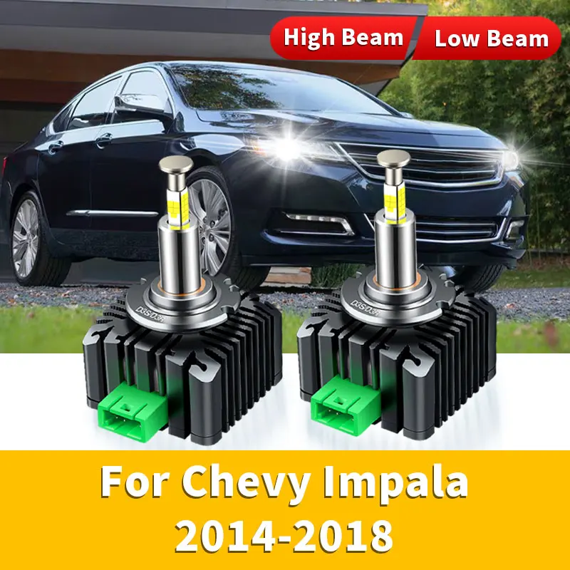 2Pcs For Chevy Impala 2014-2018 12V 35W HID Bulb Xenon Headlight 6000K White LED Headlights Bulbs Plug&Play HID Conversion Kit