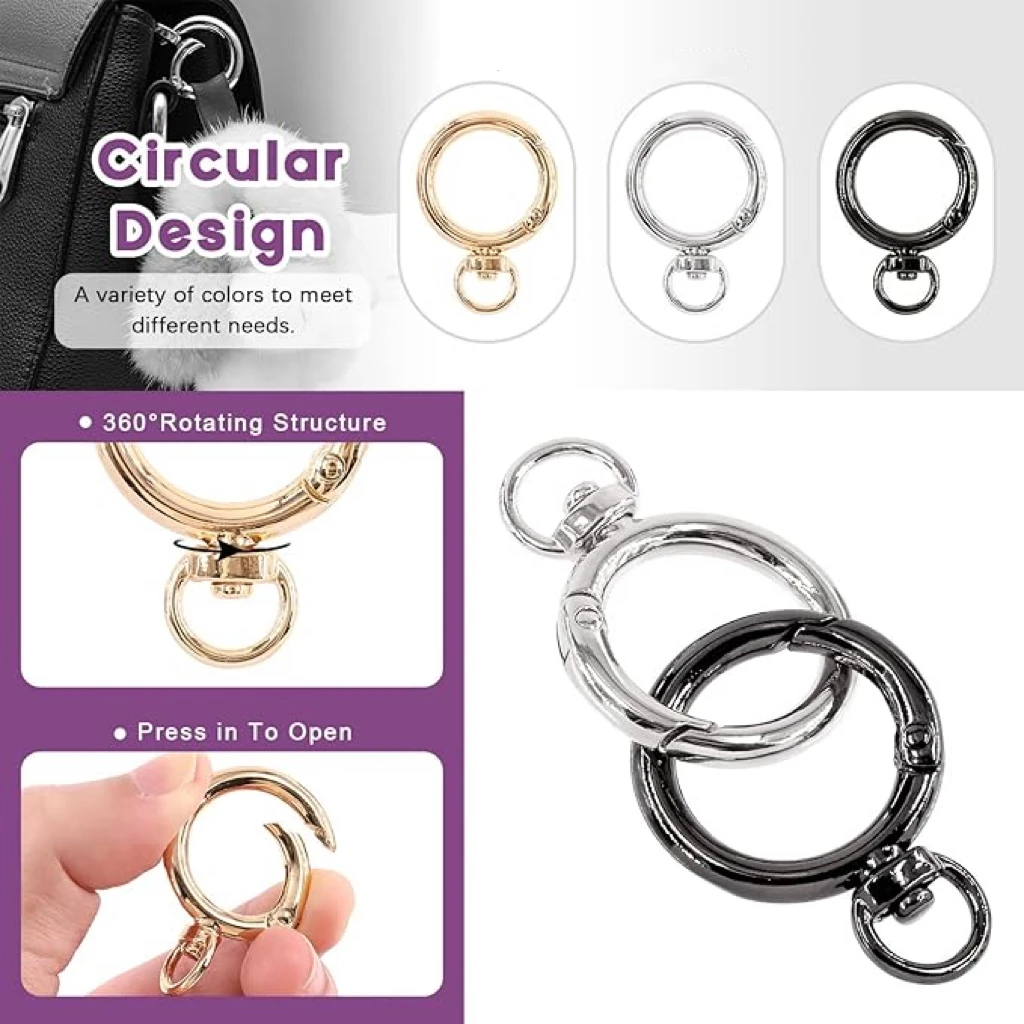 8-teilige runde Kletterschnalle, Auslösfeder-O-Ring, mit rotierendem D-Ring, runder Federhaken, Kletterschnallenklemme
