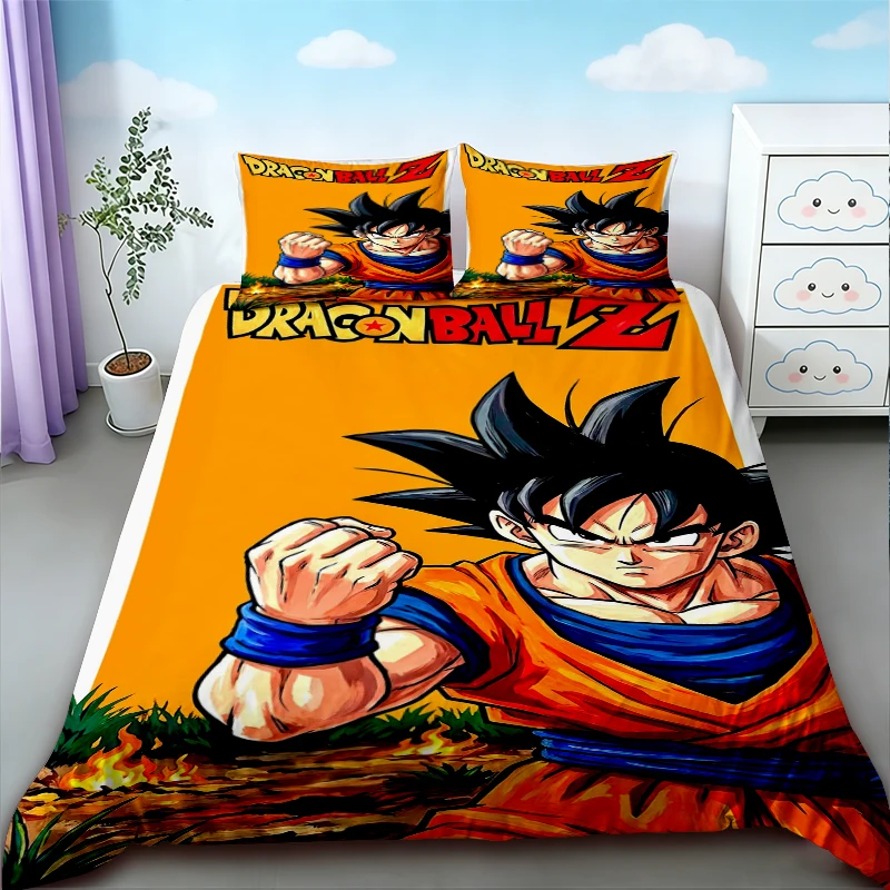 Kids Goku Duvet Cover Dragon Ball Anime Bedding Set Soft and Comfortable Quilt Cover for Bedroom Dormitory view 4