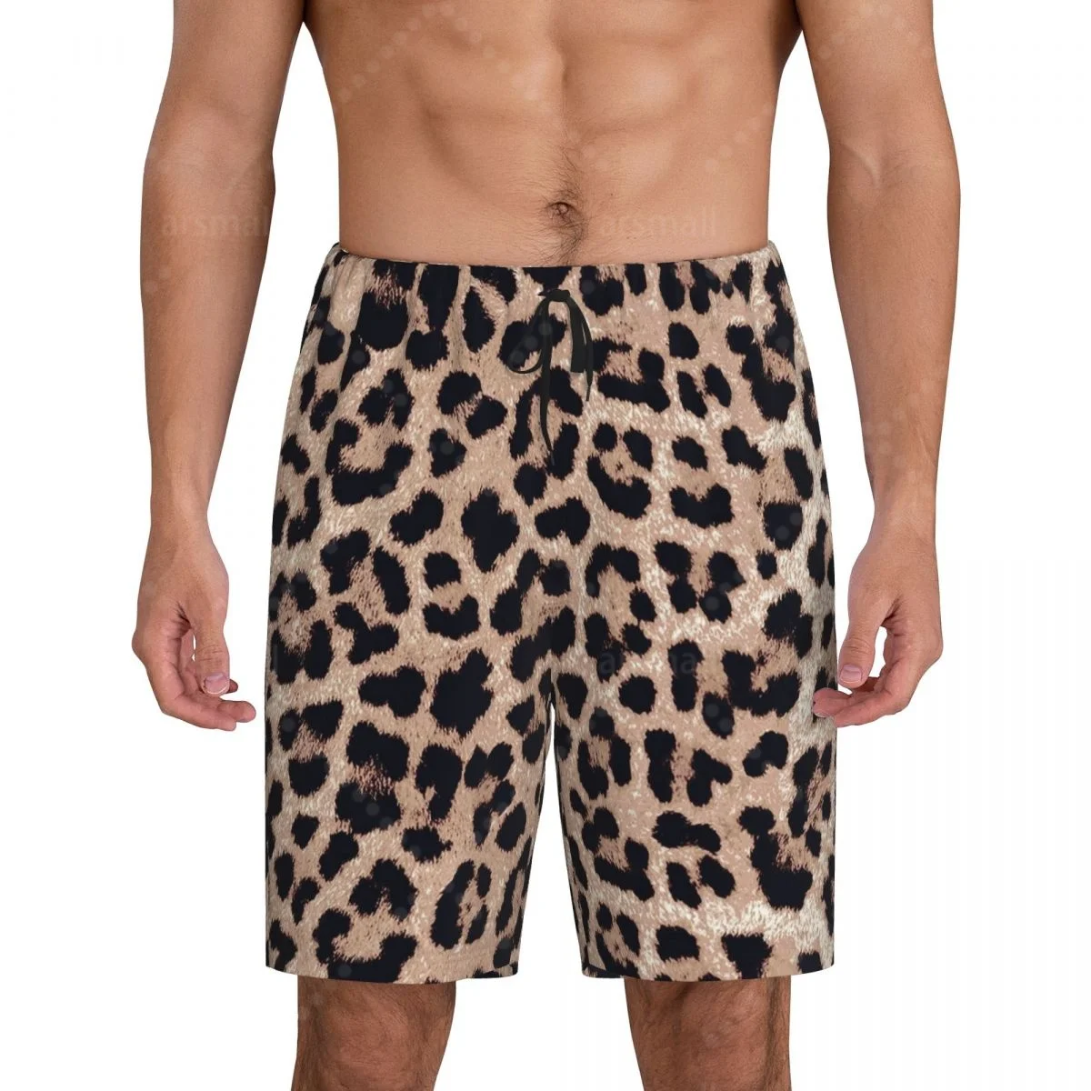 

Мужские крутые шорты с леопардовым принтом и плоским рогом, уличные эластичные шорты, пляжные шорты, повседневная одежда, нижнее белье, одежда для сна