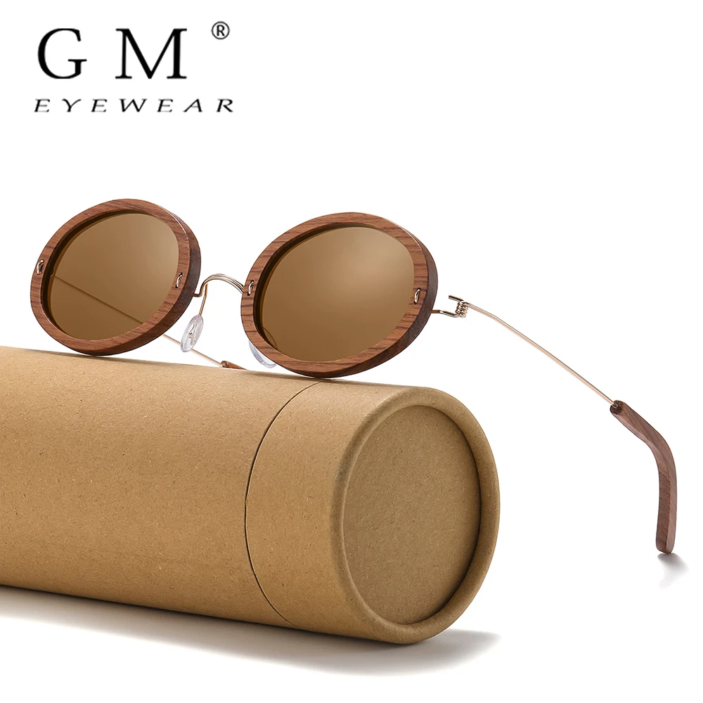 

GM Wooden Aduit Sunglasses Brazilian rosewood Handmade Polarized Glasses Mirror Coating Lenses Eyewear With Gift Box 2103