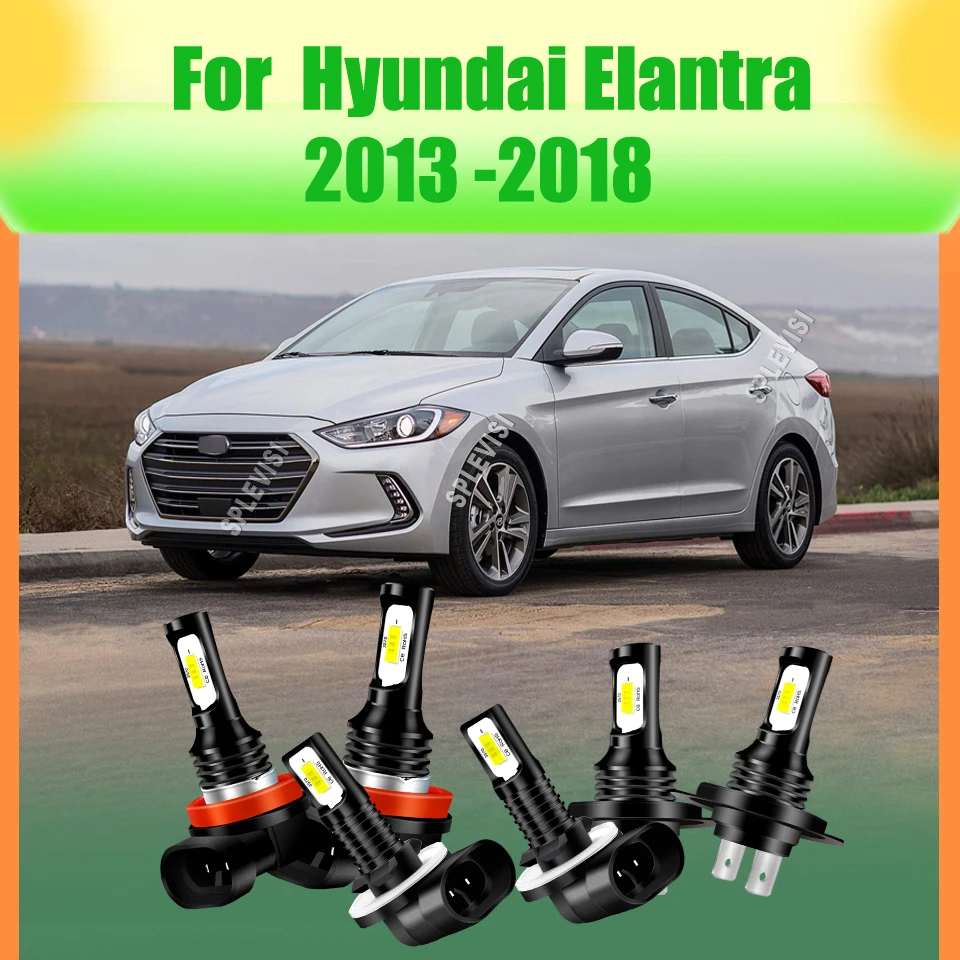 H7 H11 881 LED White Headlight Hi Low Beam Fog Light Military-Grade Durability For Hyundai Elantra 2013 2014 2015 2016 2017 2018
