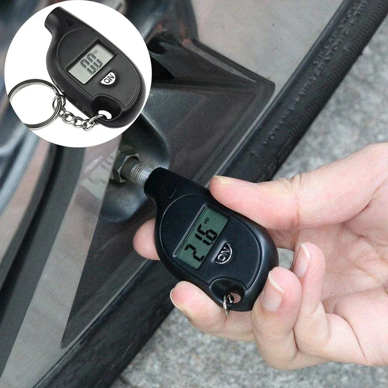 

Portable Keychain Tyre Pressure Gauge Tester Digital Tyre Pressure Gauge with LCD Display Keychain Charms Car Accessories