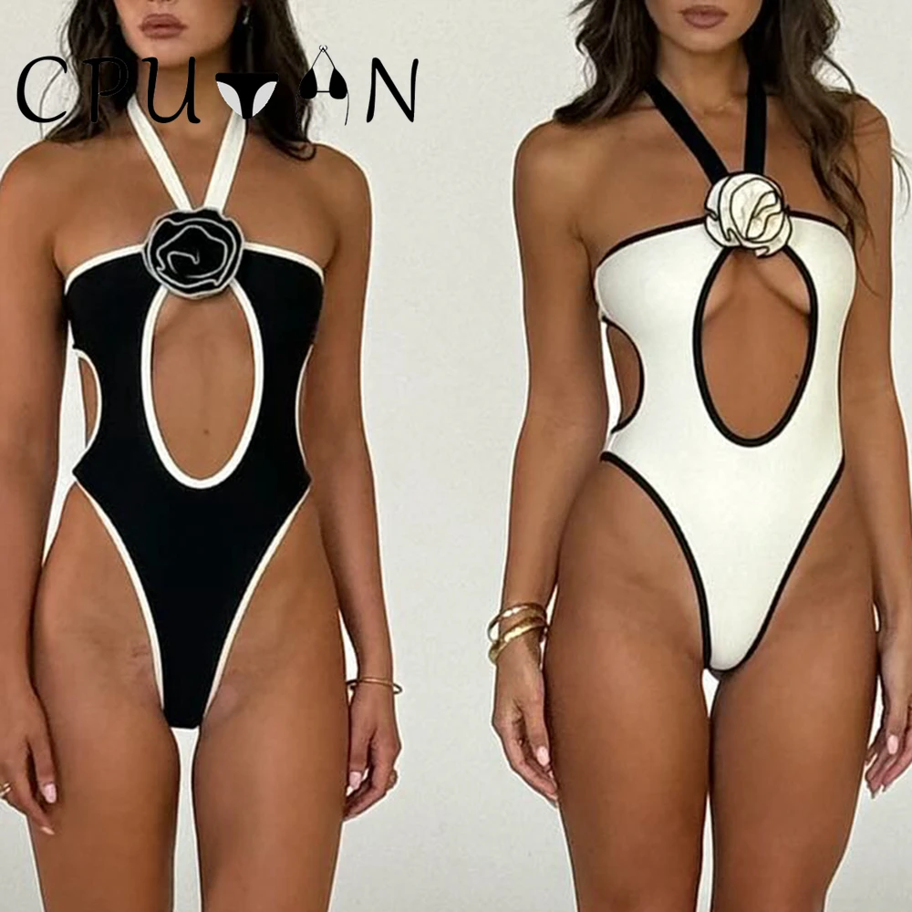 CPUTAN 2024 Sexy 3D Flower Bikini Set Push Up Swimsuit Biquini Brazilian One Piece Swimwear Women Bathing Suit Girls Plus Size