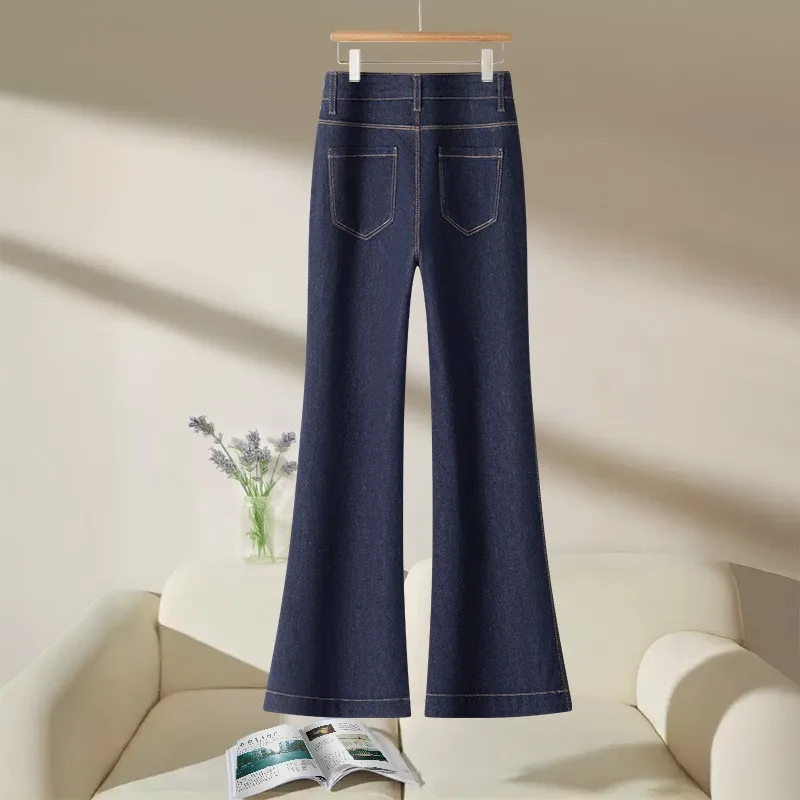 High Waist Bell Bot Jeans Women's Summer Slimming Denim Micro Flared Pants Casual Sle Cotton Polyester Blend Long Trousers