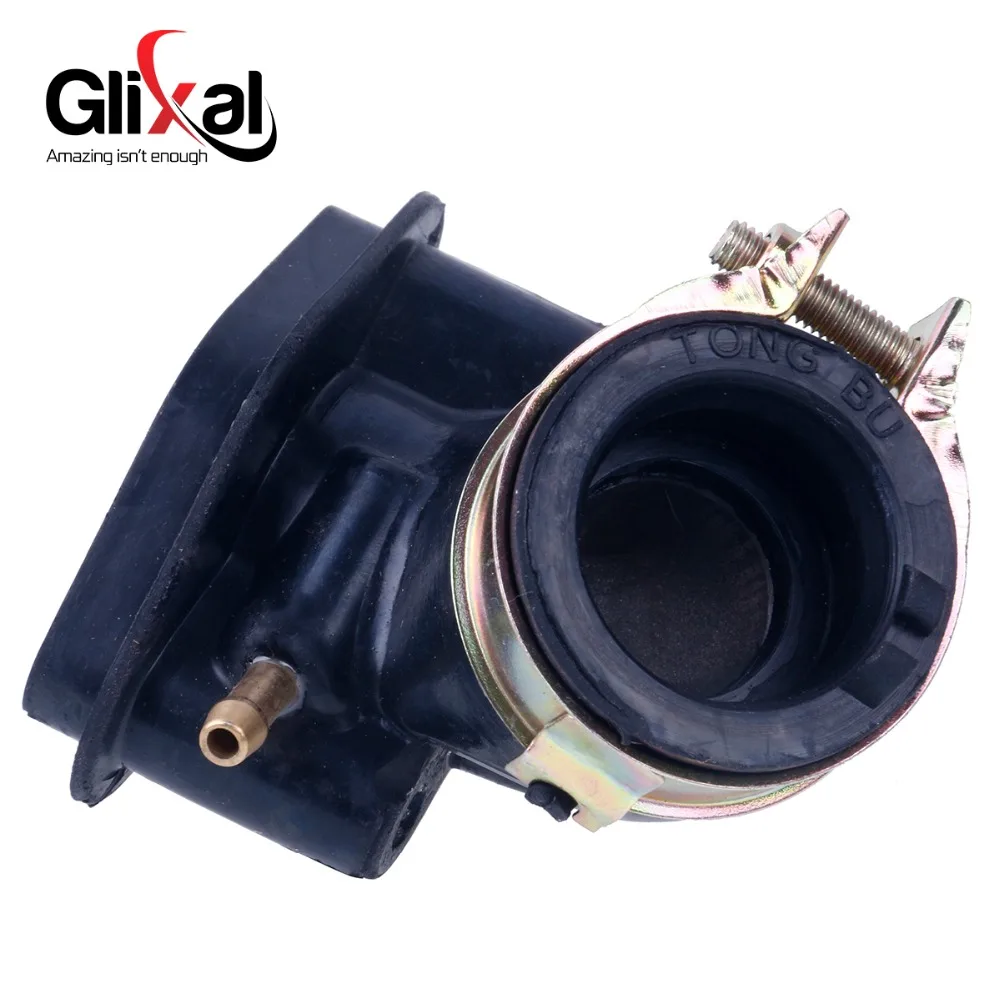 Glixal Carburetor Intake Manifold for 49cc 50cc GY6 Scooter Moped ATV Go-Kart Buggy 139QMB 139QMA (2 Vacuum Port)