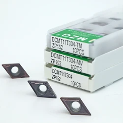 MZG 10pcs DCMT 070204 070208 11T304 11T308 TM ZP152 CNC Turning Cutting Tools Stainless Steel Processing DCMT Carbide Inserts