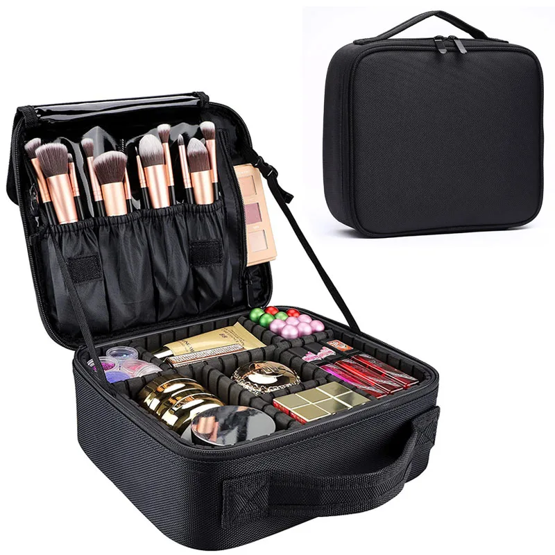 

New Oxford Cloth Makeup Bag Large Capacity Travel Necessary Cosmetic Case Tattoo Nail And Makeup Handbag 3 Layer Toolbox