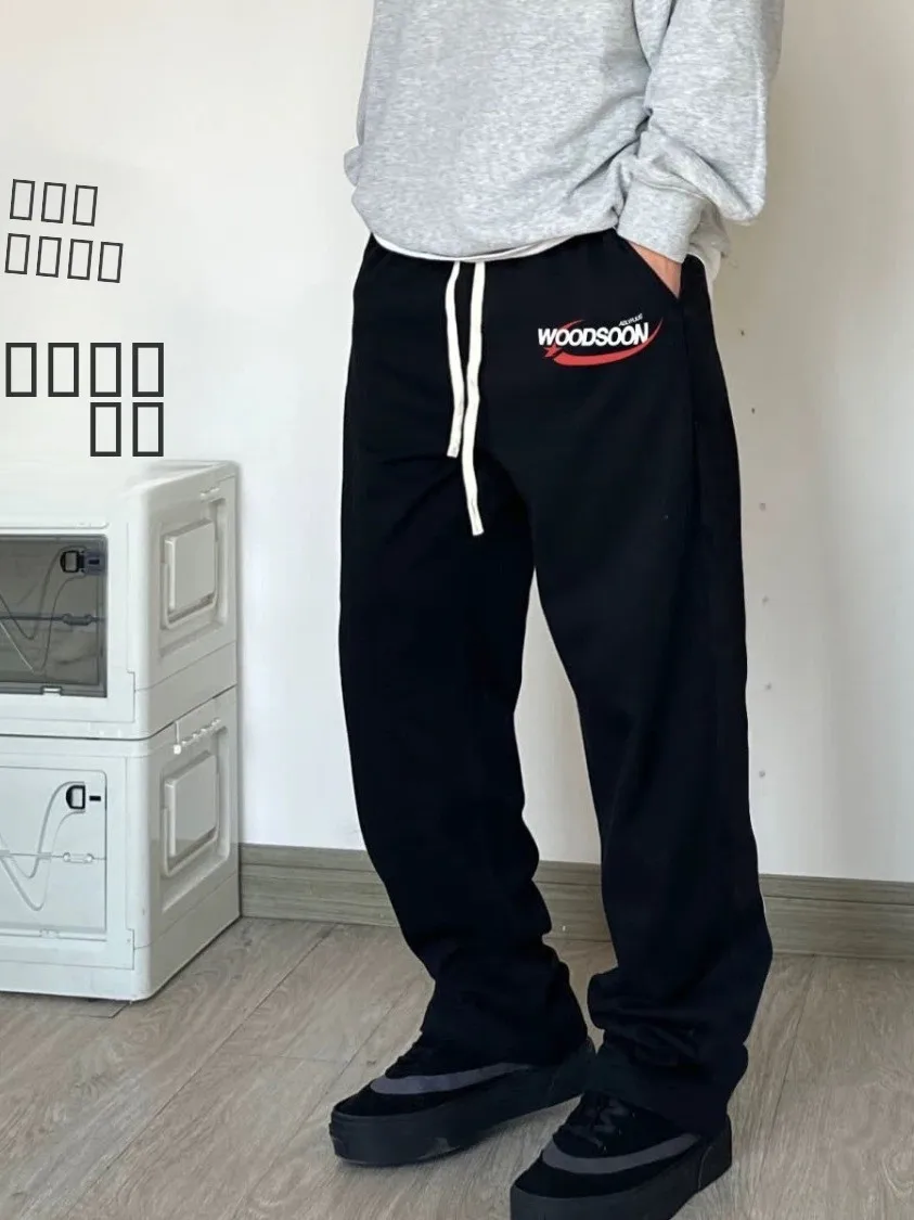 

Loose Straight Leg Men's Casual Pants Large Size ey Bla Summer Autumn Spor Long Trousers Comfortable Polyester Fiber