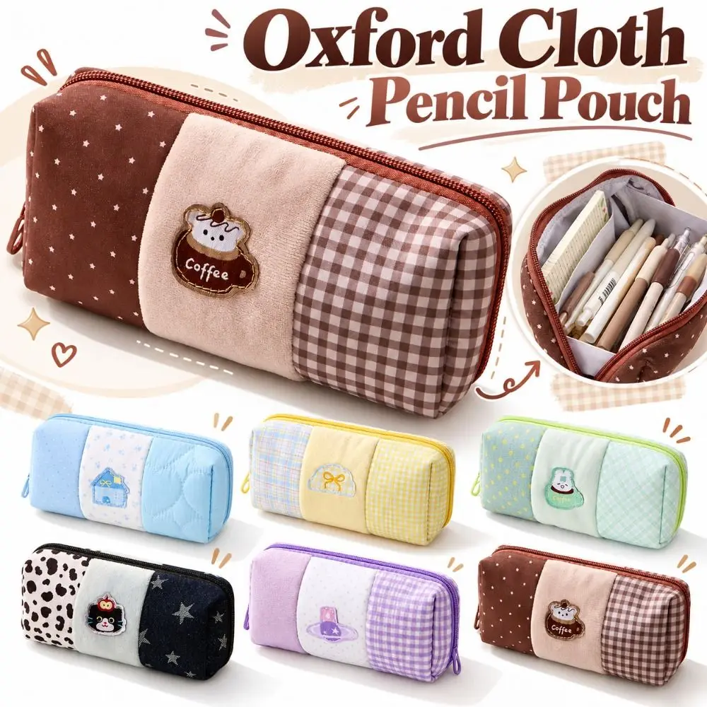 Cartoon Pencil Case Oxford Cloth Zipper Closure Stationery Pouch Large Capacity Durable Pen Bag Students Adolescents Children