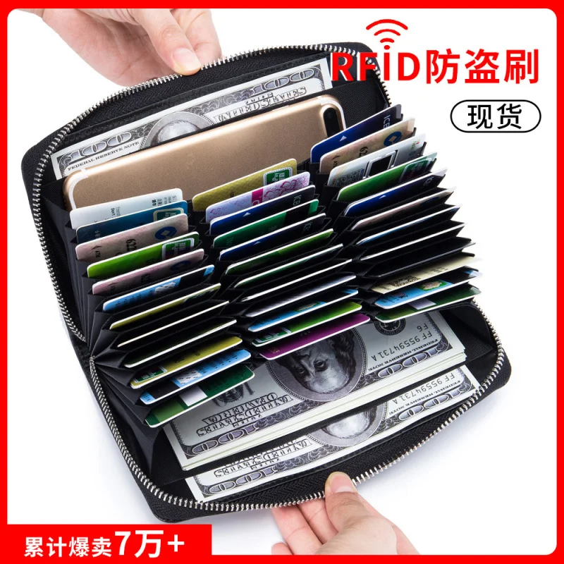 Western Leather Simplicity Women Wallet Holder Rfid Many Card Slots Large Capacity Multifunctional Purse for Ladies