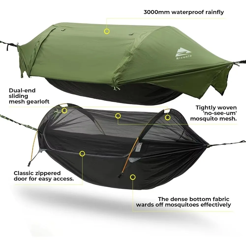 Camping hammock tent with mosquito net, 3-in-1 waterproof lightweight, portable sleeping hammock for outdoor adventures