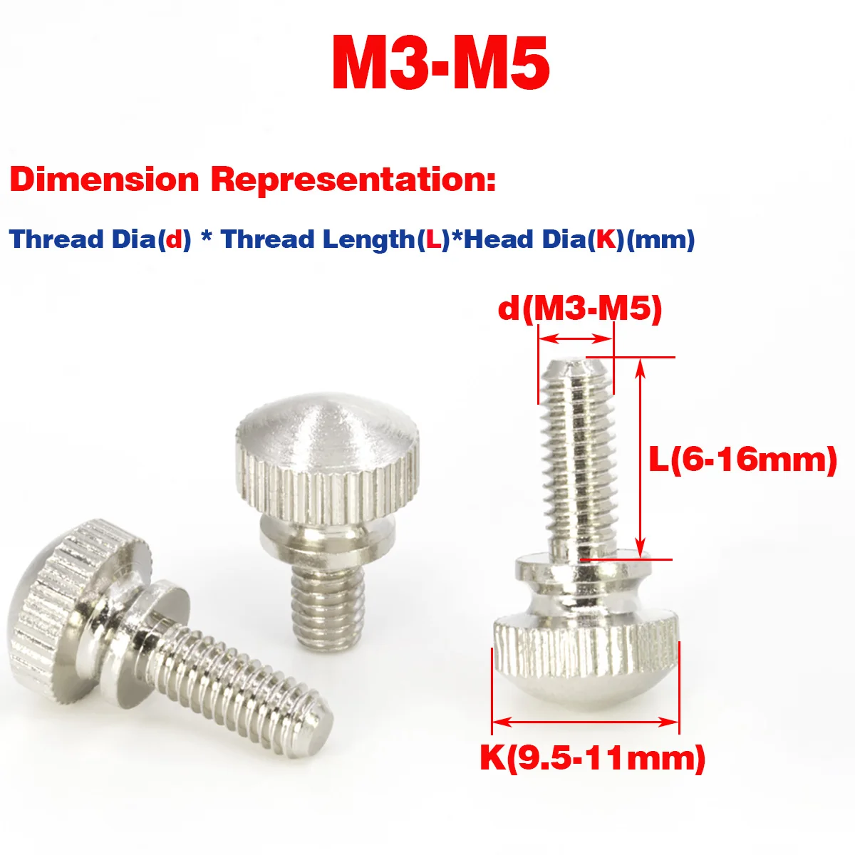 

Knurled Hand Screw / Copper Nickel Plated Large Head Step Hand Screw M3M4M5