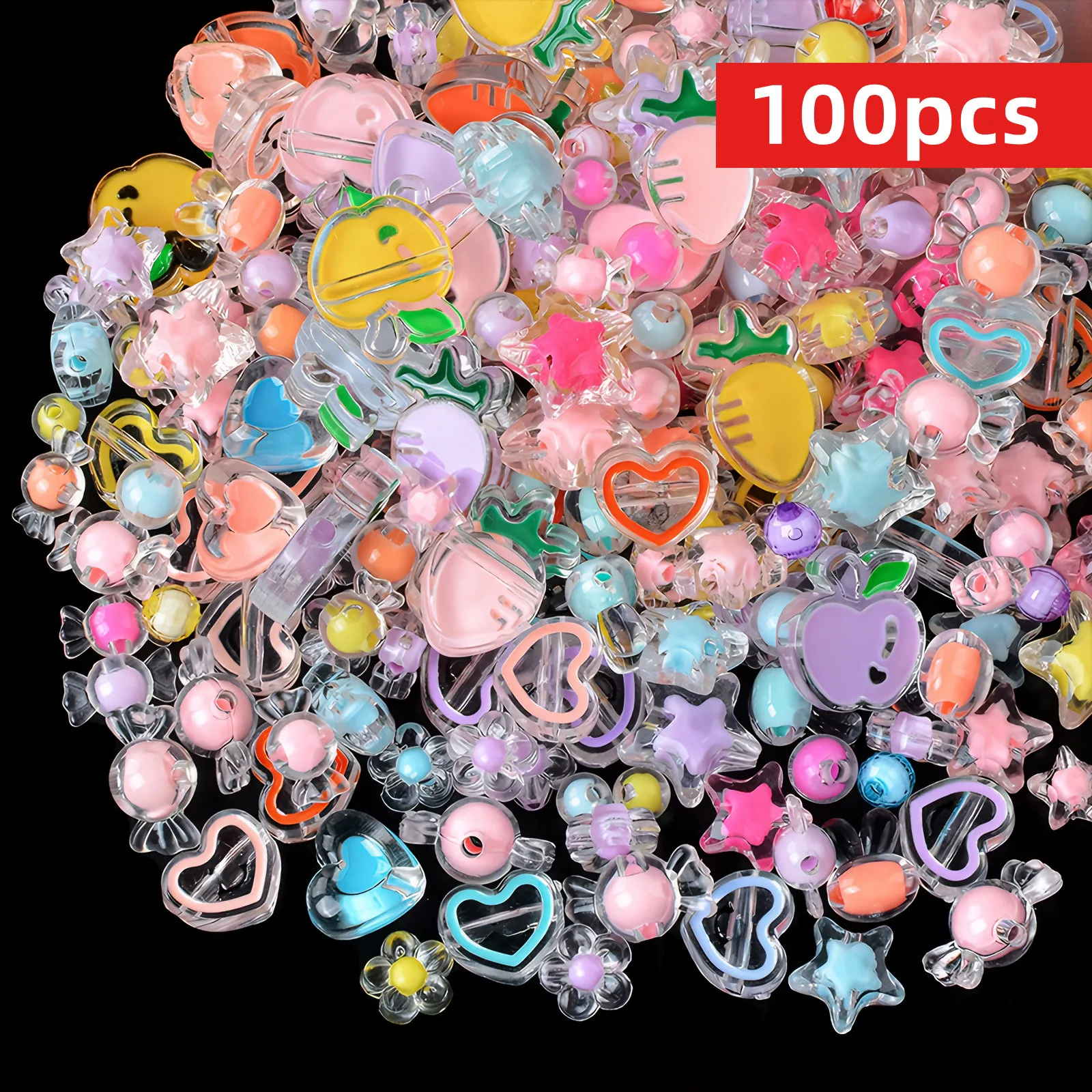 100 perles acryliques transparentes de couleurs vives mélangées de 8 à 20 mm - Idéales pour la fabrication de bijoux, accessoires polyvalents pour le bricolage et l'artisanat