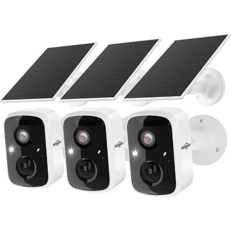 Solar Camera Security Outdoor, 3 Pack 100% Wireless 3K 4MP Surveillance Indoor WiFi Smart Cameras for Home Security Outsi