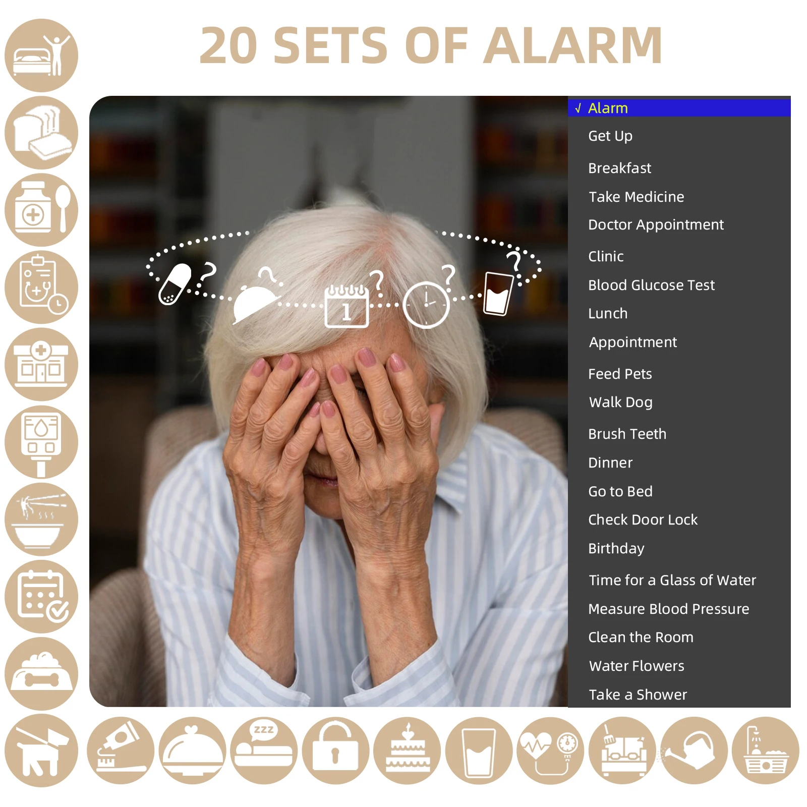 21 Alarms Digital LED Calendar Clock with Multi-Languages to display. Medicine Time Reminder for Elder.Home Desk Wall Decoration