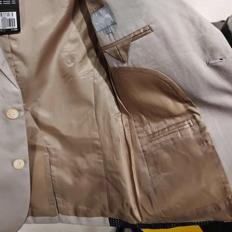 بدلة غير رسمية بقصة ضيقة مرقعة من Faionable Jaet من القطن الخالص لموسم الربيع ذات قيمة عالية للشباب الحضرية Sle طويلة Sve Single-B...