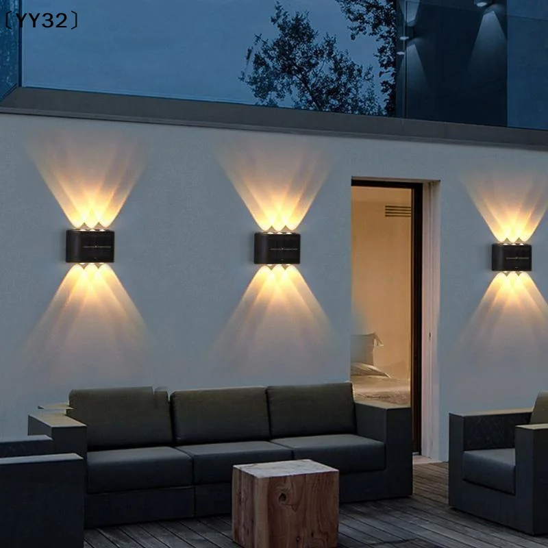 4-10 LED Solar Lamp Outdoor Waterproof Wall Lights For Garden Yard Decor Landscape Up And Down Luminous Lighting 1PC〔YY32〕