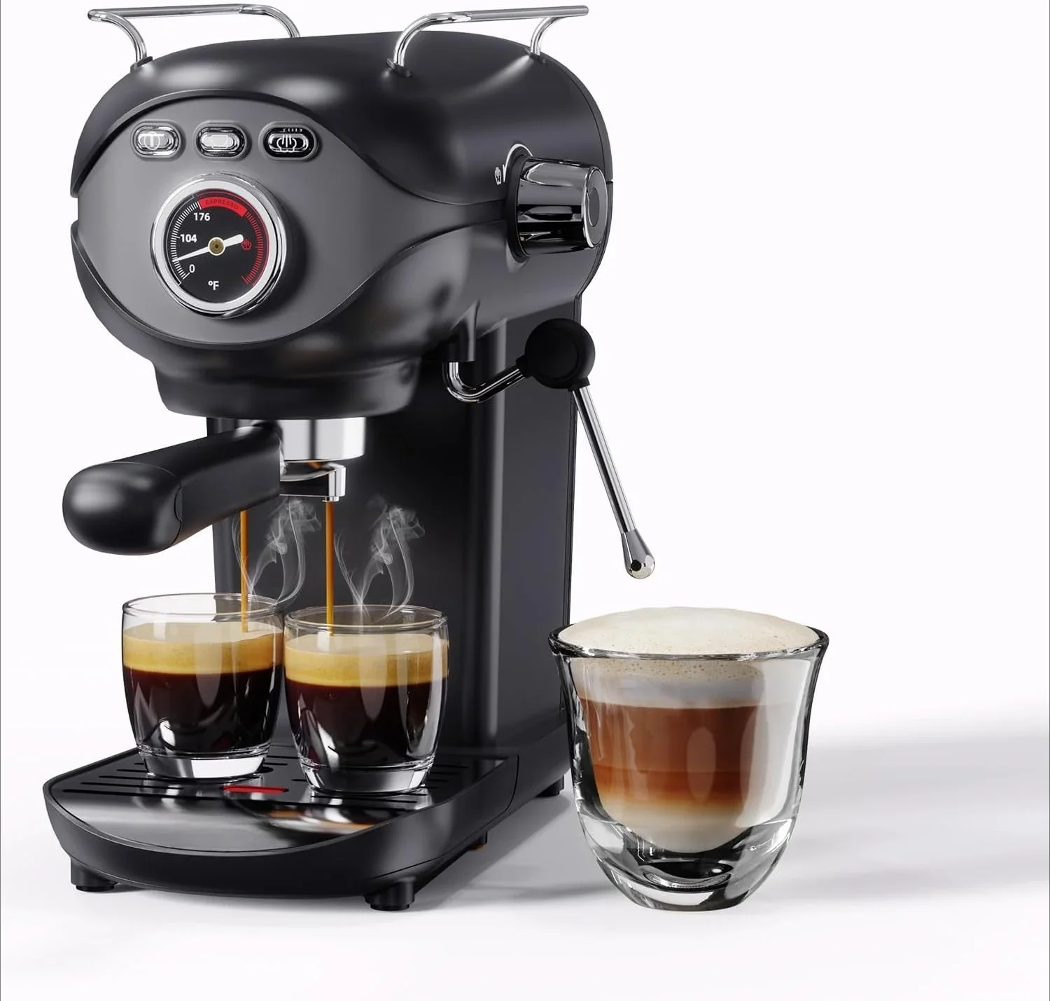 

20 Bar Semi-Automatic Espresso Machine, Compact Espresso Coffee Machine with Stainless Steel Milk Frother for Latte, Cappuccino