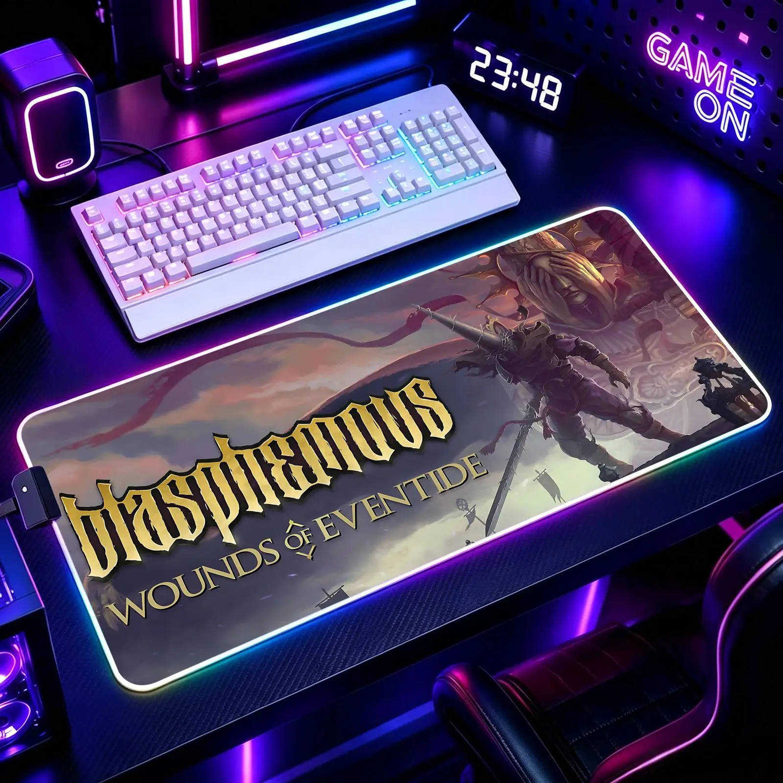 Blasphemous  Mouse Pad RGB Color Changing Gaming Mouse Pad, Stitched Edges, XXL Non-Slip Large Keyboard Desk Mat