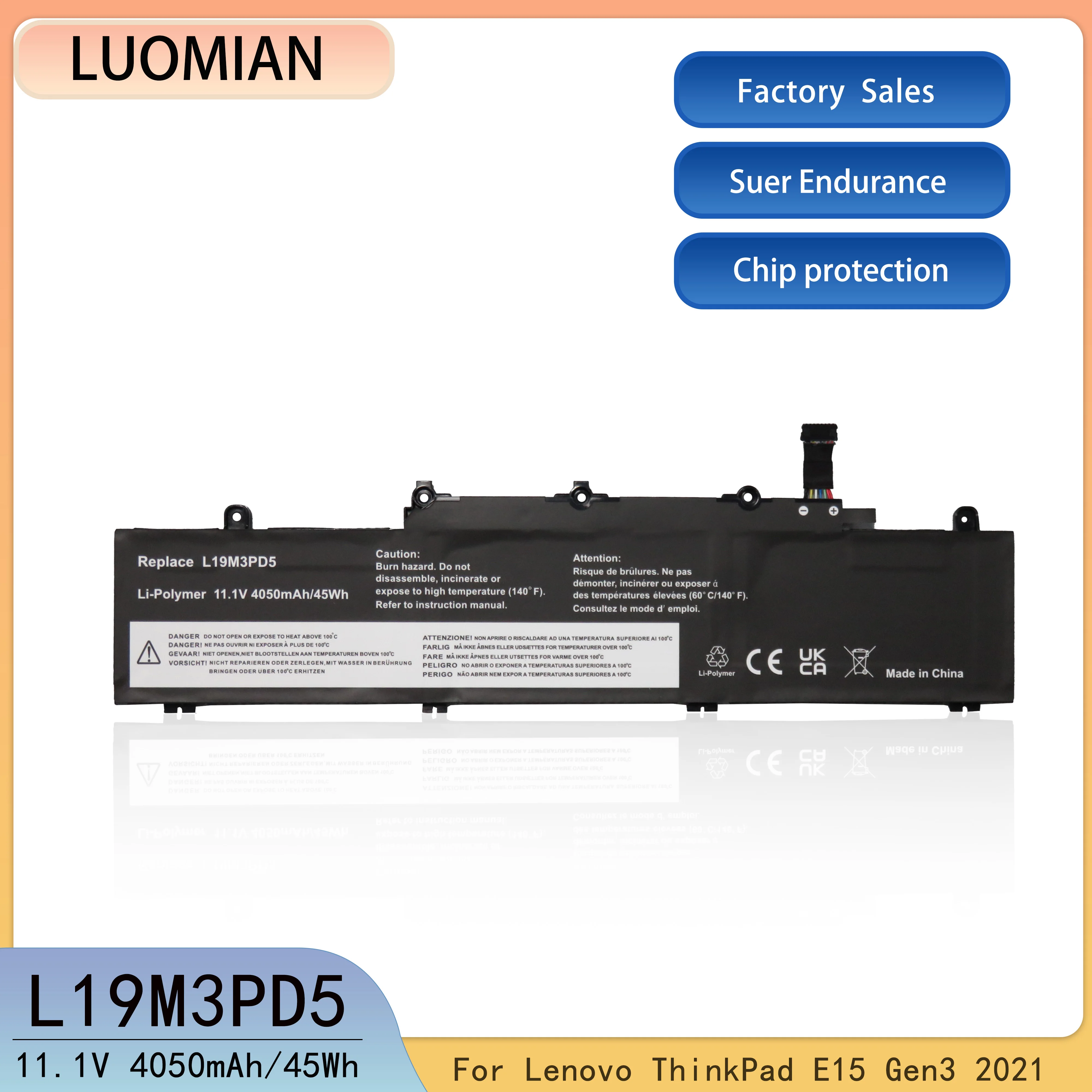 For Lenovo L19M3PD5 Laptop Battery enovo ThinkPad E14 Gen2 Gen3 E15 Gen2 Gen3 2021 series L20L3PD4 L19C3PD5