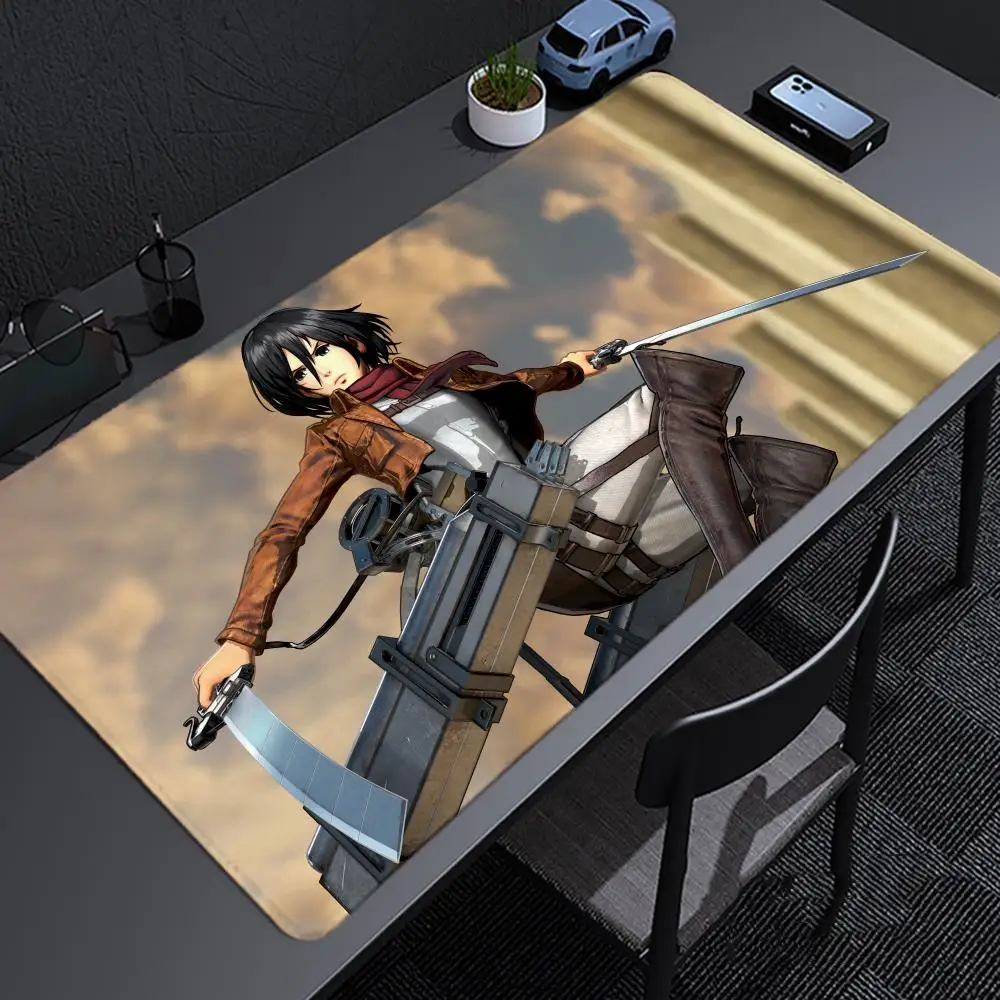 Mikasa Ackerman Attack On Titan Anime Girl Mousepad Large Gaming Mouse Pad LockEdge Thickened Computer Keyboard Table Desk Mat