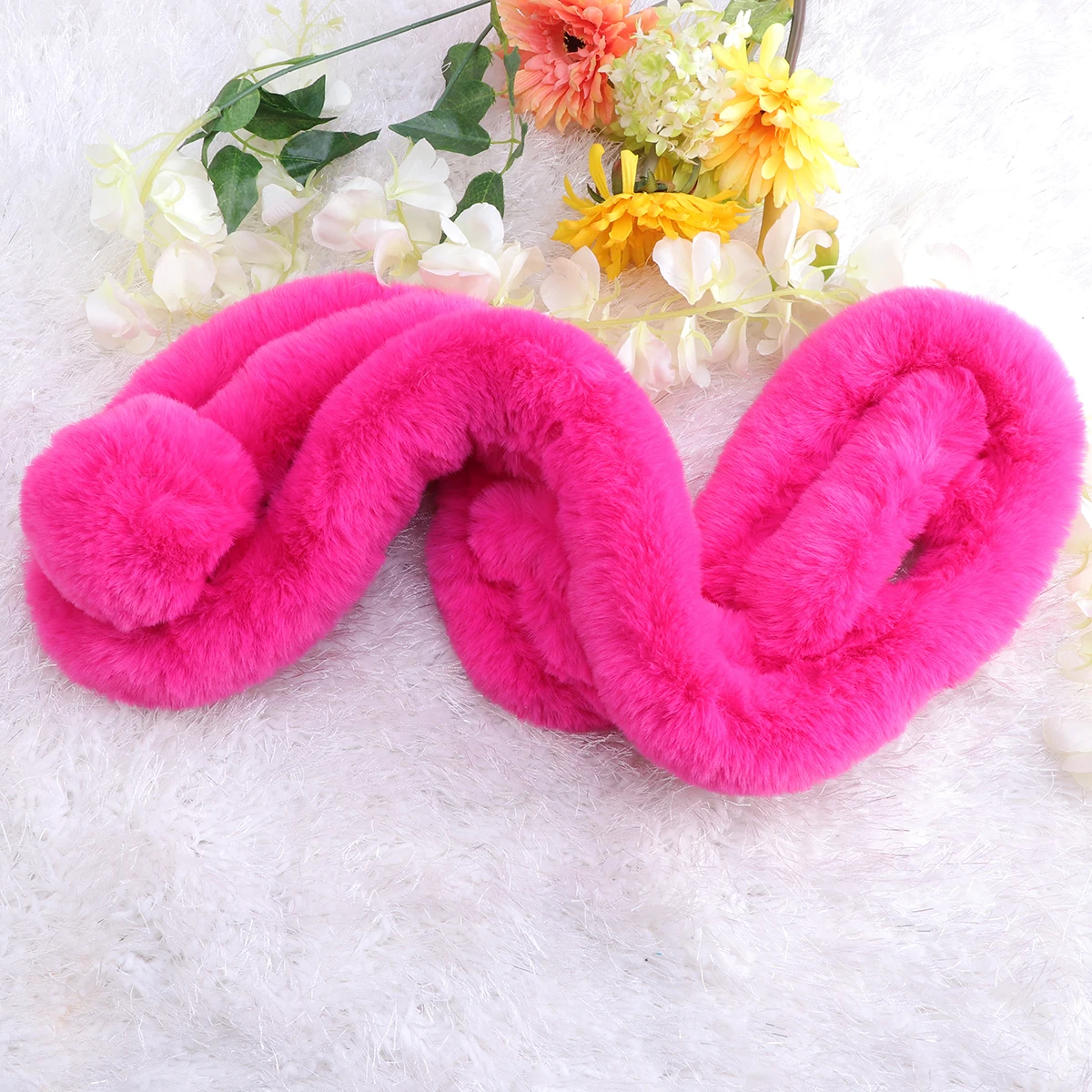

Faux Rabbit Scarf For Women Winter Warm Lightweight Shawl Wrap Travel Party Scarf Fashion Gift Rubber Pink