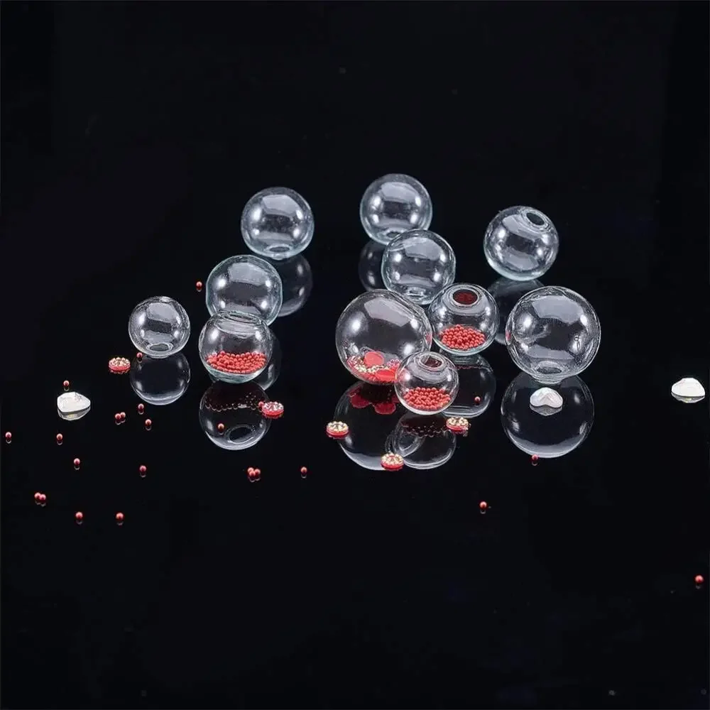 200pcs Half Hole 11~12mm Mini Clear Glass Globe Ball Beads for DIY Earrings Necklace Charms Pendant Jewelry Making Accessories