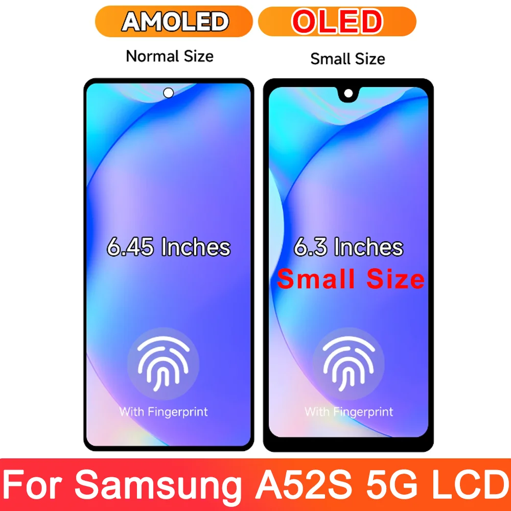 OLED LCD Screen For Samsung Galaxy A52S 5G SM-A528 Phone LCD Display with Frame and Digitizer Full Assembly Replacement Part